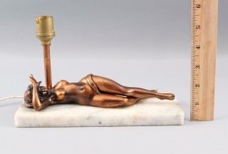 Antique Erotica Risque Naughty Bronze Nude Woman Statue,  Cigar Cutter & Lighter 2
