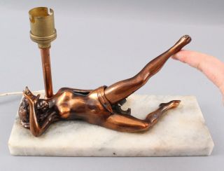 Antique Erotica Risque Naughty Bronze Nude Woman Statue,  Cigar Cutter & Lighter 4