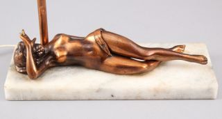 Antique Erotica Risque Naughty Bronze Nude Woman Statue,  Cigar Cutter & Lighter 6
