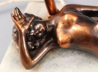 Antique Erotica Risque Naughty Bronze Nude Woman Statue,  Cigar Cutter & Lighter 7