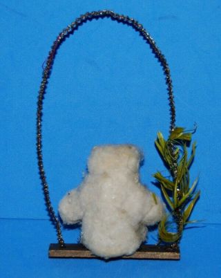 Antique Germany Cotton Polar Bear on Swing Ornament 3