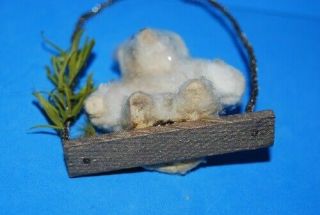 Antique Germany Cotton Polar Bear on Swing Ornament 4