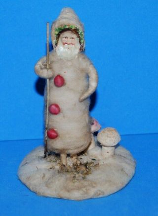 Antique Germany Rare Santa On Platform Cotton Christmas Ornament