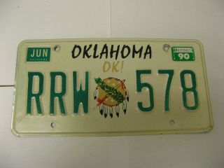 1990 90 Oklahoma Ok License Plate Native American Rrw 578 Natural Sticker