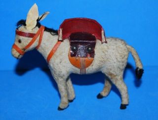 Antique Germany Felt Putz Donkey With Side Saddle