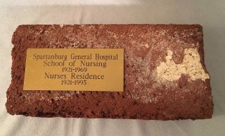 Souvenir Brick Spartanburg General Hospital School Of Nursing,  Nursing Residence