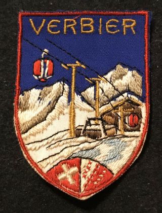 Verbier Vintage Skiing Ski Patch Valais Switzerland Resort Souvenir Travel Lapel