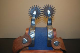 Vintage Kelly Bros.  Single - Mounted 4 - Heart Spurs With Straps