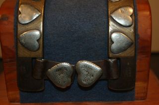 Vintage Kelly Bros.  Single - Mounted 4 - Heart Spurs with Straps 2