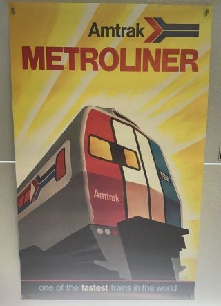 Amtrak Metroliner “fastest Train In The World” Poster Euc 7 - 1