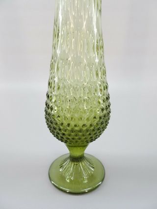 1960s Vintage MCM Mid Century Fenton Green Hobnail Footed Swung Glass 22 