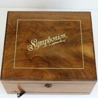 ANTIQUE SYMPHONION (Polyphon) MUSIC BOX with 13 DISCS plays great CLOCK WORK 2