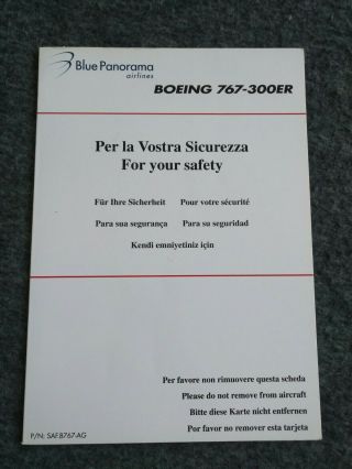 Blue Panorama Airline Boeing 767 - 300er 05/2013 Safety Card