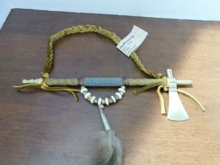 Navajo Handmade 8 " (tomahawk & Peace Pipe) W/ Made By Native Americans - 9