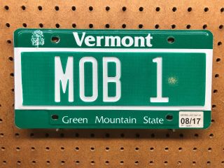Vt License Plate Vanity Mob1 Mobster Mob Mafia Green Word Rare Vermont Rare