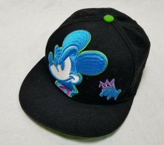 Disney Mickey Mouse Neon Mean Gangster 1928 Flat Bill Embroidered Snapback Hat