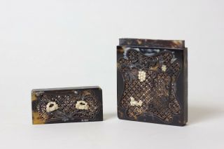 Antique Carved Chinese card case in faux tortoise shell,  China 4
