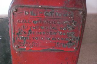 Rare 5 Cent Gray Telephone Pay Station Crank Phone Pay Box Patent Feb 8 1898 Old 3