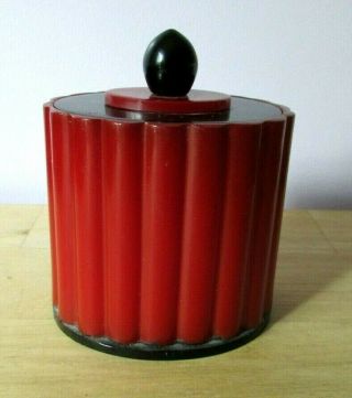 Bakelite Catalin Large Oval Scalloped Box With Lid -