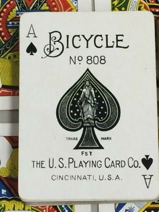 Bicycle 808 Fan back c1900 antique vintage playing cards deck USPC 52/52 2