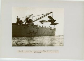 Photograph Of Short Type 184 Seaplane Hoisted On Hms Ark Royal At Mudros C.  1916