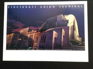 Cincinnati Union Terminal Railroad Art Deco Station Poster Print John Maggard