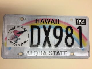 Vanity Hawaii License Plate 2012 Protect Our Native Species