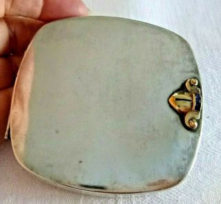 Vintage Sterling Silver Compact 14k Gold Decorative Clasp W/sapphires 118.  1 Grm