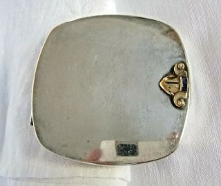 Vintage Sterling Silver Compact 14K Gold Decorative Clasp w/Sapphires 118.  1 Grm 5