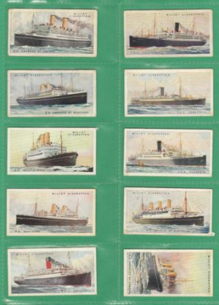 Tobacco Cigarettes Cards 1925 Wills Merchant Ships Of The World Full Set Of 50