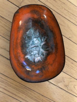 Rare Oppi Untracht Abstract Art Paint On Copper Bowl Mid Century Modern