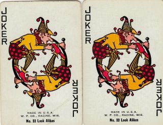 Wp Jokers - No 33 - Look A Likes - Set 2 Single Vintage Swap Playing Cards -