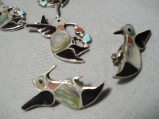 SO INTRICATE VINTAGE ZUNI NATIVE AMERICAN HUMMINGBIRD STERLING SILVER NECKLACE 3
