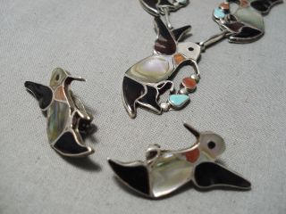 SO INTRICATE VINTAGE ZUNI NATIVE AMERICAN HUMMINGBIRD STERLING SILVER NECKLACE 4