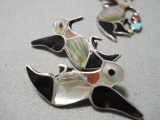 SO INTRICATE VINTAGE ZUNI NATIVE AMERICAN HUMMINGBIRD STERLING SILVER NECKLACE 5