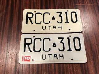 1977 Utah License Plate Pair Rcc 310.  Beehive