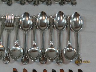 49 pc INTERNATIONAL LYON QUEENS FANCY STAINLESS FLATWARE 8 PLACE SETTING 18/8 5