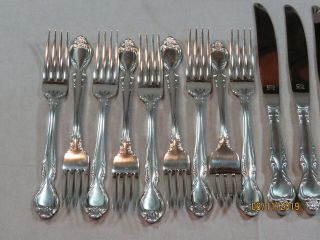 49 pc INTERNATIONAL LYON QUEENS FANCY STAINLESS FLATWARE 8 PLACE SETTING 18/8 6