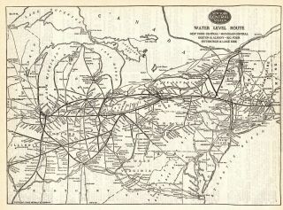 1947 Antique York Central Railroad Map Water Level Route Railway Map 6989