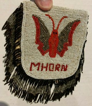 Historic Native American Beaded Belt Pouch.  Sitting Bull Daughter Connection.  Mu 2