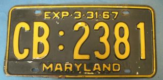 1967 Maryland License Plate