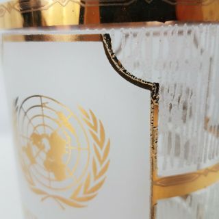 Culver United Nations Souvenir Gold Trimmed Frosted Whiskey Glass Libbey 5
