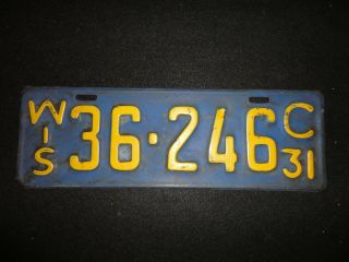 1931 Wisconsin License Plate No.  (36 - 246 C) 14 - 1/4 " X 5 "