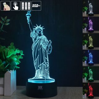 York Statue Of Liberty 3d Acrylic Led Night Light Touch Table Desk Art Lamp