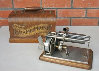 Columbia " Q " Graphophone Phonograph For 2 - Min.  Cylinders - For Restoration
