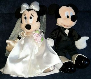 Disney Parks Mickey And Minnie Mouse Wedding Plush 11 " Plush Doll Set
