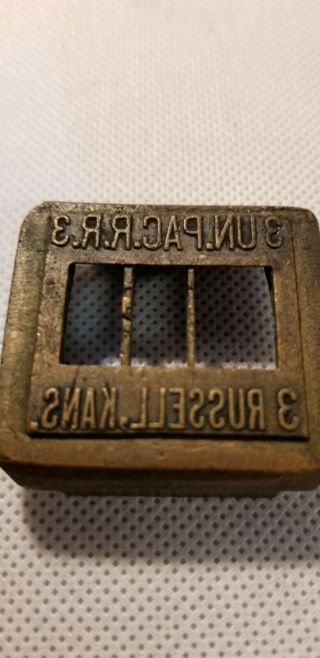 Brass Ticket Stamp Dater Die,  Russell,  Ks,  Union Pacific