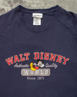 Walt Disney World Mickey Mouse Embroidered Sleeveless T Shirt Size Xl Blue