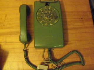 Vintage 1960 Western Electric A/b 554 Green Avocado Rotary Wall Mount Phone