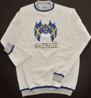 Sweden Sverige Sweatshirt By Odin Ltd Large Blue Yellow Heather Grey Swedish Fla